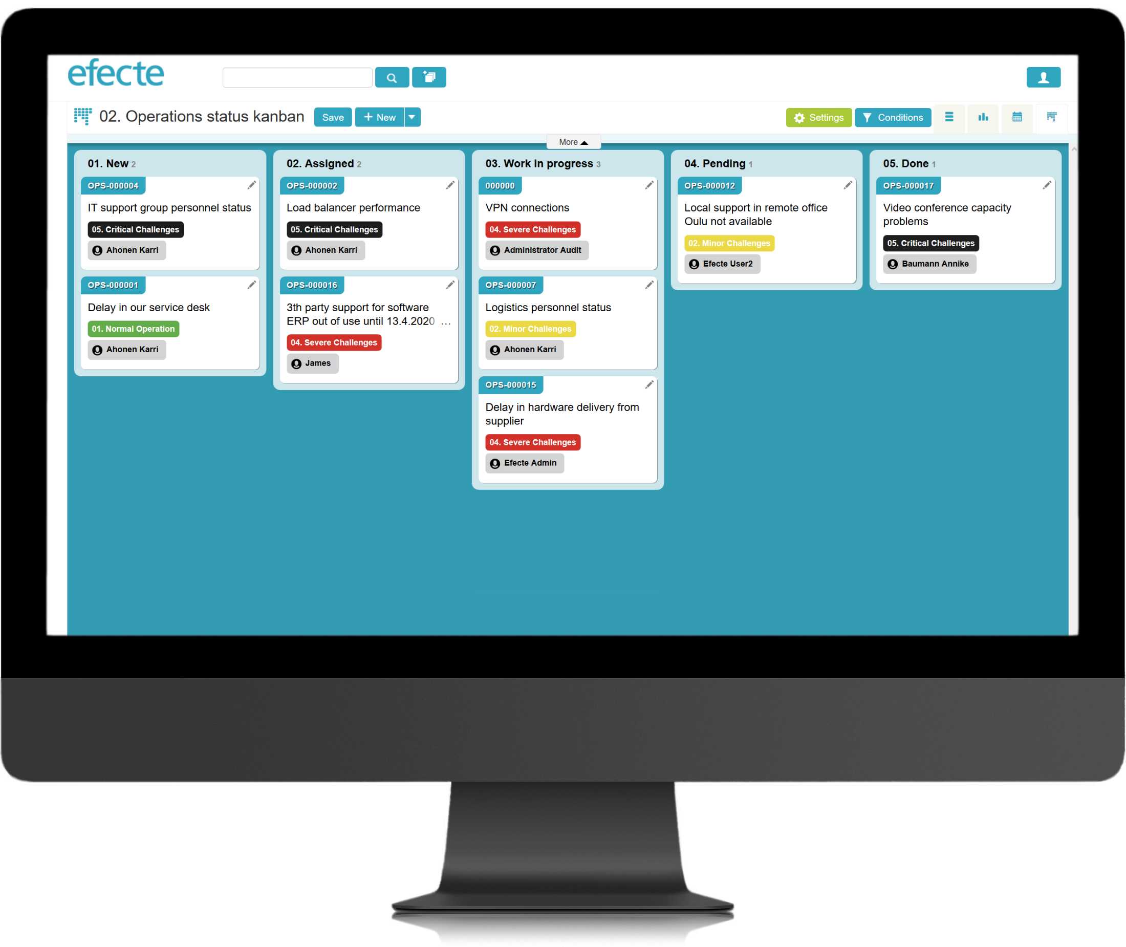 Efecte Crisis Ops Kanban Board